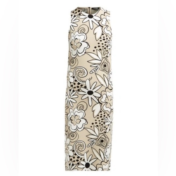 Kwaidan Editions 36 FLORAL JACQUARD PENCIL DRESS IN BEIGE MULTI MIDI - Picture 2 of 13